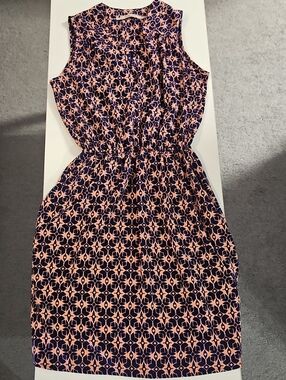 41 Hawthorn Navy and Pink Sleeveless Midi Dress